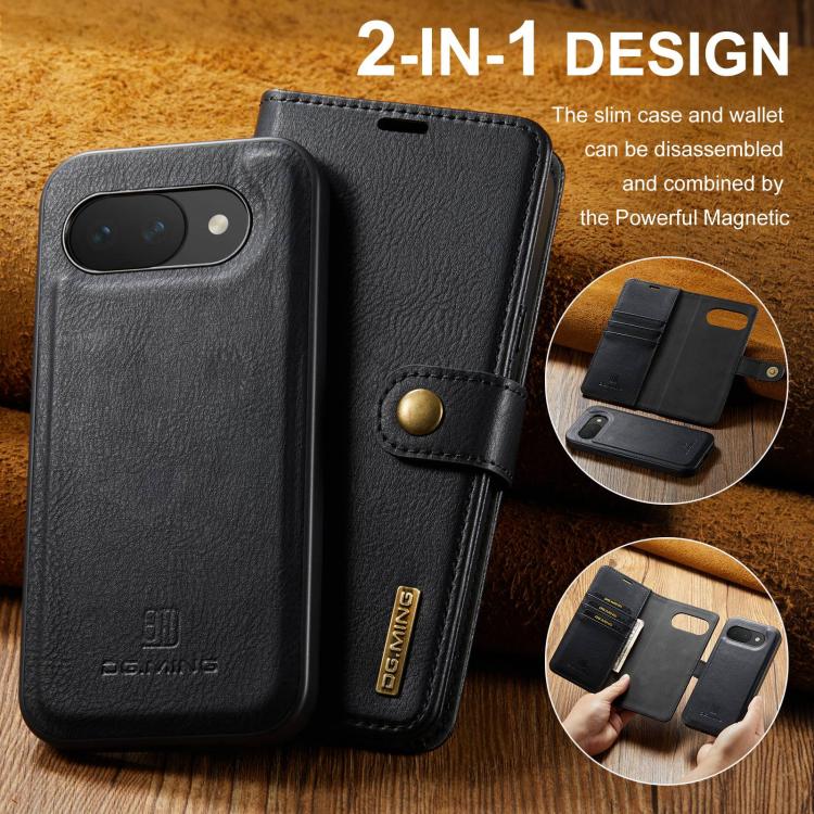 DG.MING Crazy Horse Texture Detachable Magnetic Leather Phone Case, For Google Pixel 10a, For Google Pixel 10 Pro XL, For Google Pixel 10 / 10 Pro, For Google Pixel 9a