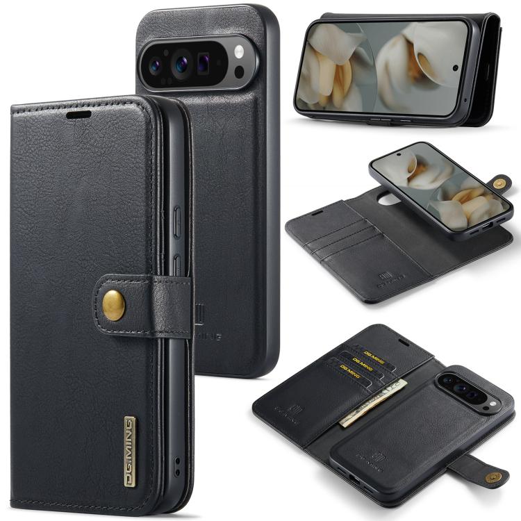 DG.MING Crazy Horse Texture Detachable Magnetic Leather Phone Case, For Google Pixel 10a, For Google Pixel 10 Pro XL, For Google Pixel 10 / 10 Pro, For Google Pixel 9a