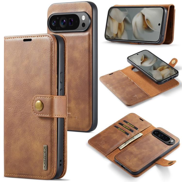 DG.MING Crazy Horse Texture Detachable Magnetic Leather Phone Case, For Google Pixel 10a, For Google Pixel 10 Pro XL, For Google Pixel 10 / 10 Pro, For Google Pixel 9a