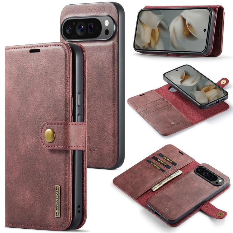 DG.MING Crazy Horse Texture Detachable Magnetic Leather Phone Case, For Google Pixel 10a, For Google Pixel 10 Pro XL, For Google Pixel 10 / 10 Pro, For Google Pixel 9a