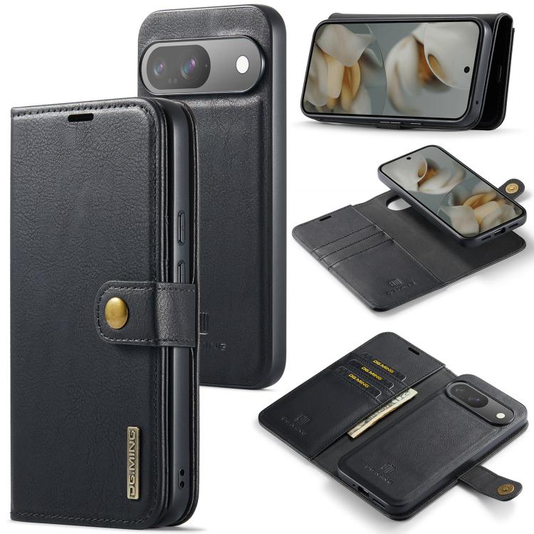 DG.MING Crazy Horse Texture Detachable Magnetic Leather Phone Case, For Google Pixel 10a, For Google Pixel 10 Pro XL, For Google Pixel 10 / 10 Pro, For Google Pixel 9a