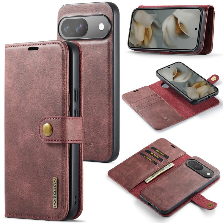 DG.MING Crazy Horse Texture Detachable Magnetic Leather Phone Case, For Google Pixel 10a, For Google Pixel 10 Pro XL, For Google Pixel 10 / 10 Pro, For Google Pixel 9a