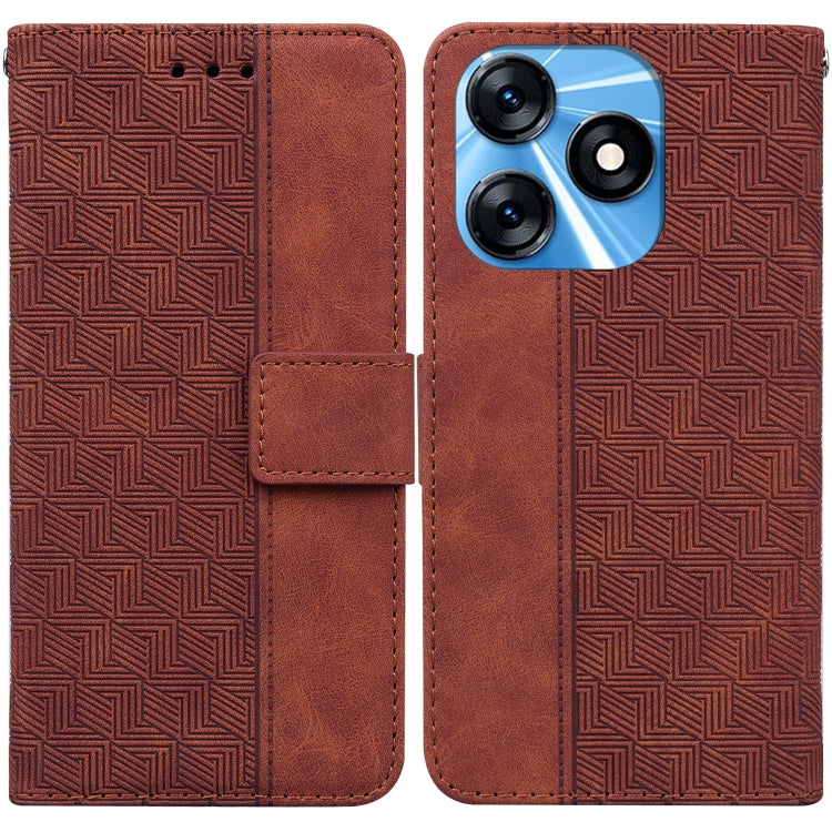 Geometric Embossed Leather Phone Case, For Tecno Spark 10 / Spark 10C