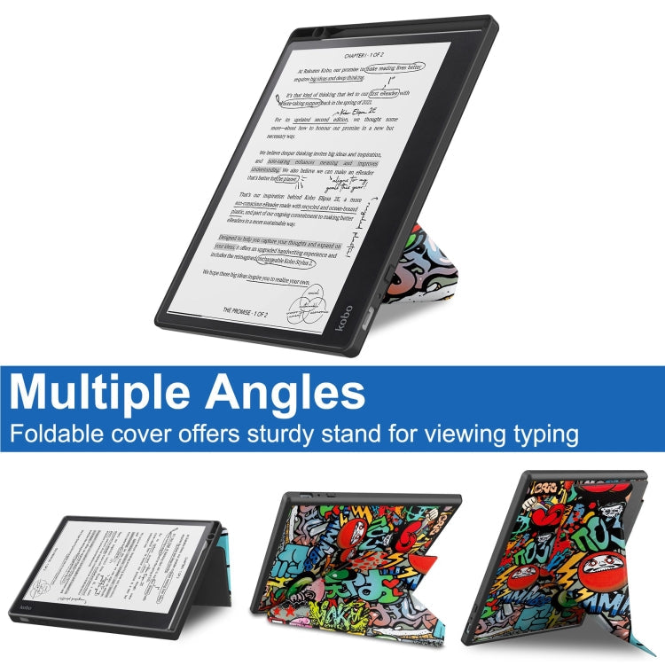 Painted Deformation TPU Leather Smart Tablet Case, For Kobo Elipsa 2E