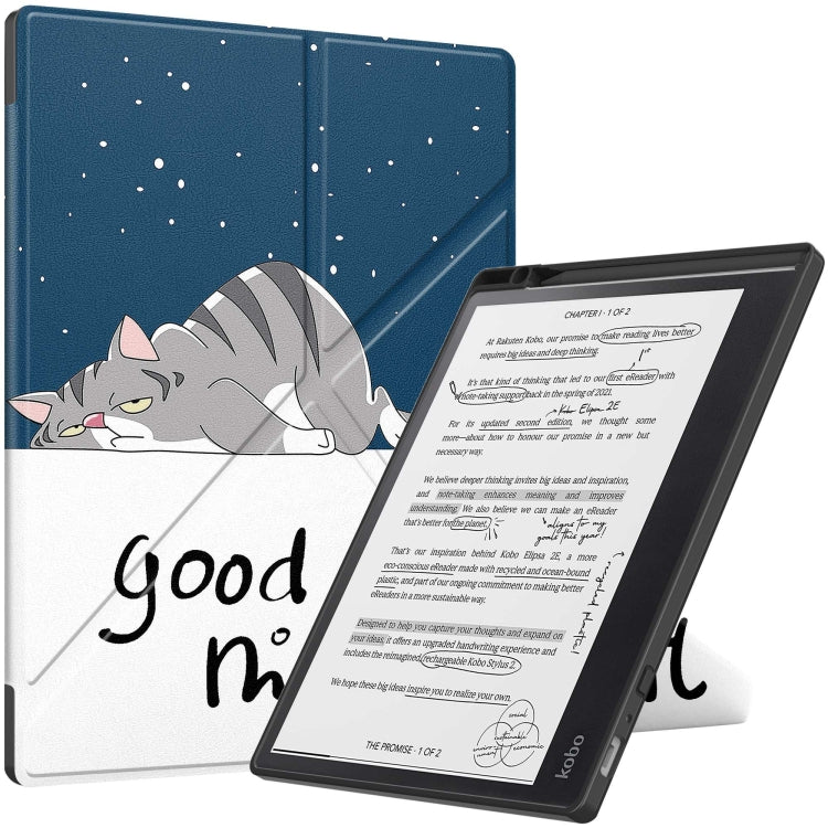 Painted Deformation TPU Leather Smart Tablet Case, For Kobo Elipsa 2E