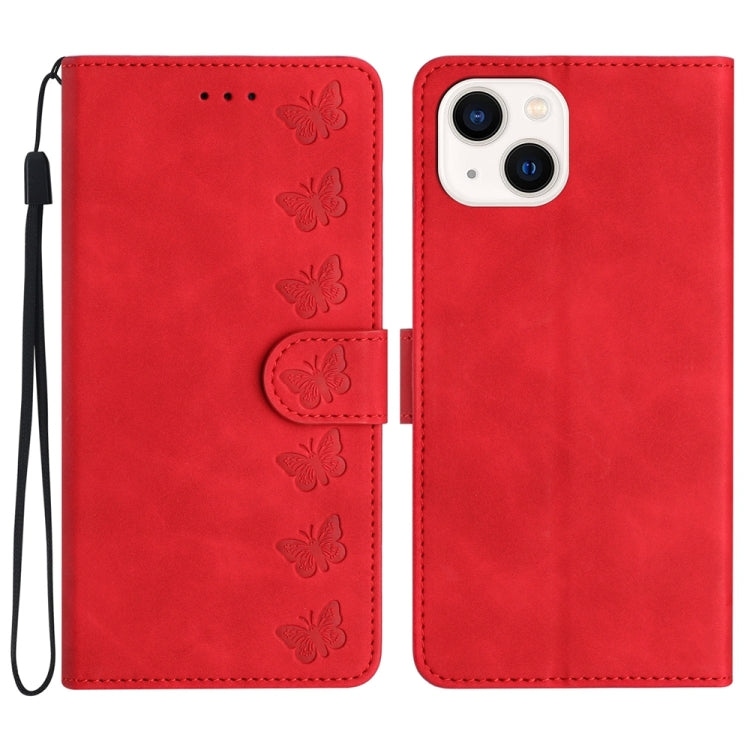 Seven Butterflies Embossed Leather Phone Case, For iPhone 13 mini, For iPhone 12, For iPhone 12 Pro Max, For iPhone 12 Pro