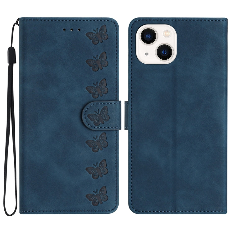 Seven Butterflies Embossed Leather Phone Case, For iPhone 13 mini, For iPhone 12, For iPhone 12 Pro Max, For iPhone 12 Pro