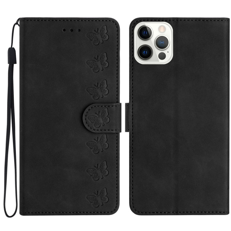 Seven Butterflies Embossed Leather Phone Case, For iPhone 14 Pro Max, For iPhone 13 Pro Max, For iPhone 13 Pro, For iPhone 13