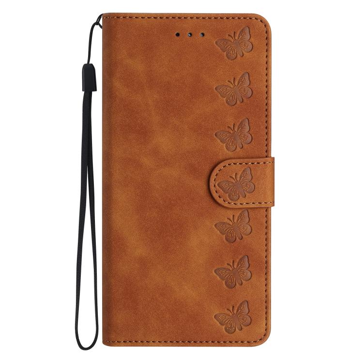Seven Butterflies Embossed Leather Phone Case, For iPhone 16e / 17e, For iPhone 17 Pro Max, For iPhone 17 Pro, For iPhone 17