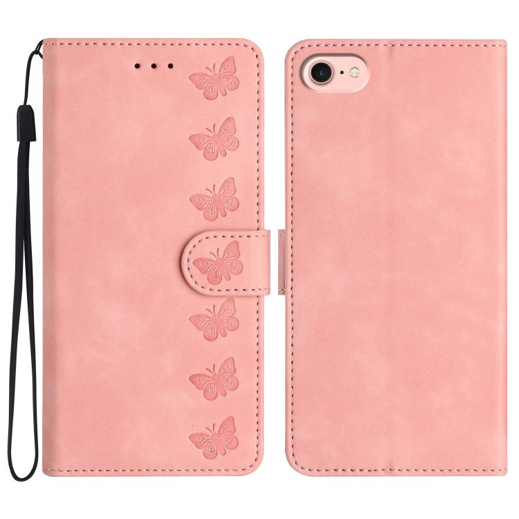 Seven Butterflies Embossed Leather Phone Case, For iPhone 16e / 17e, For iPhone 17 Pro Max, For iPhone 17 Pro, For iPhone 17