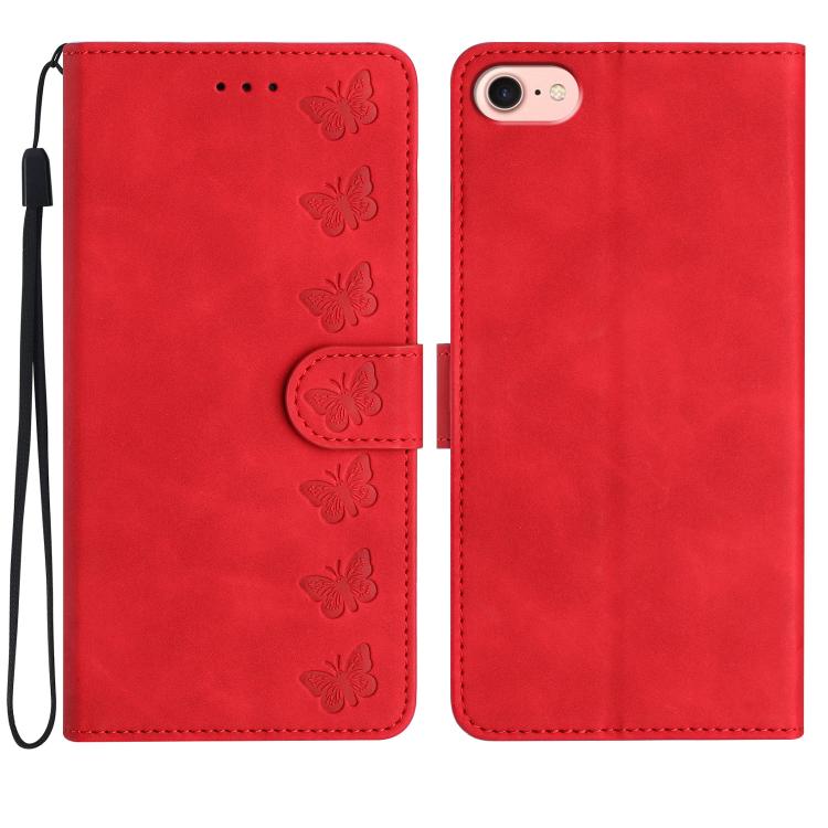 Seven Butterflies Embossed Leather Phone Case, For iPhone 16e / 17e, For iPhone 17 Pro Max, For iPhone 17 Pro, For iPhone 17