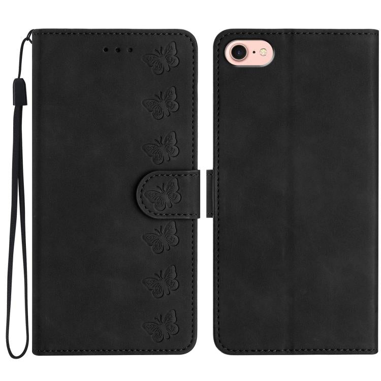 Seven Butterflies Embossed Leather Phone Case, For iPhone 16e / 17e, For iPhone 17 Pro Max, For iPhone 17 Pro, For iPhone 17