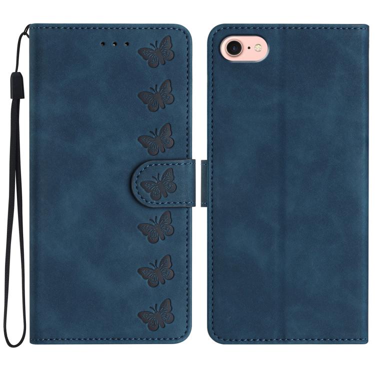 Seven Butterflies Embossed Leather Phone Case, For iPhone 16e / 17e, For iPhone 17 Pro Max, For iPhone 17 Pro, For iPhone 17