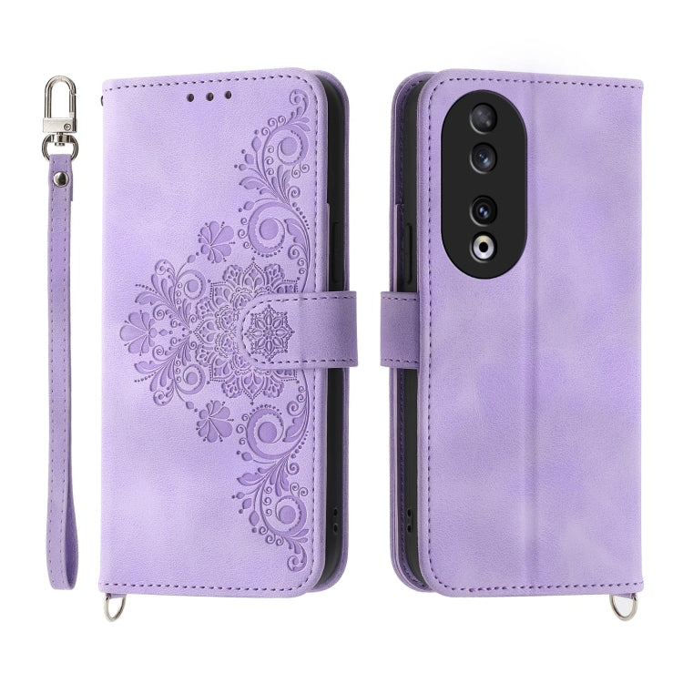 Skin Feel Flowers Embossed Wallet Leather Phone Case, For Honor X9b, For Honor 90 Pro 5G, For Honor 90 5G, For Honor X50i