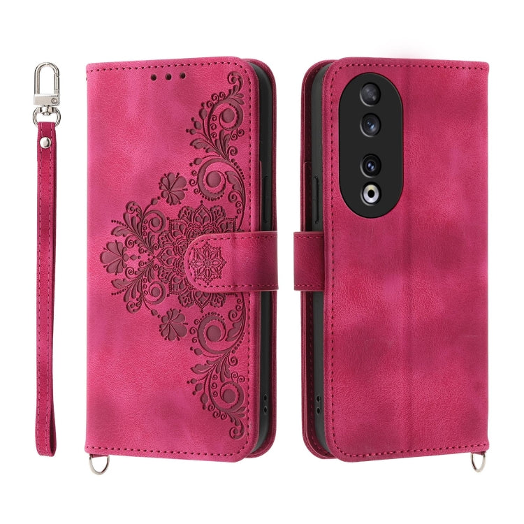 Skin Feel Flowers Embossed Wallet Leather Phone Case, For Honor X9b, For Honor 90 Pro 5G, For Honor 90 5G, For Honor X50i
