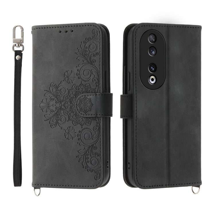 Skin Feel Flowers Embossed Wallet Leather Phone Case, For Honor X9b, For Honor 90 Pro 5G, For Honor 90 5G, For Honor X50i