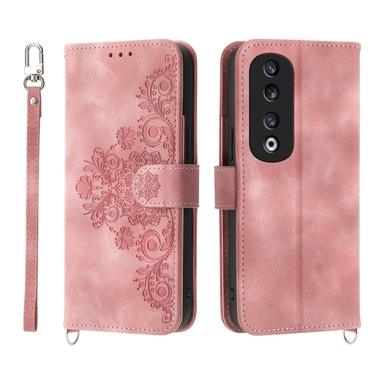 Skin Feel Flowers Embossed Wallet Leather Phone Case, For Honor X9b, For Honor 90 Pro 5G, For Honor 90 5G, For Honor X50i