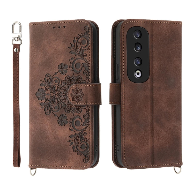 Skin Feel Flowers Embossed Wallet Leather Phone Case, For Honor X9b, For Honor 90 Pro 5G, For Honor 90 5G, For Honor X50i