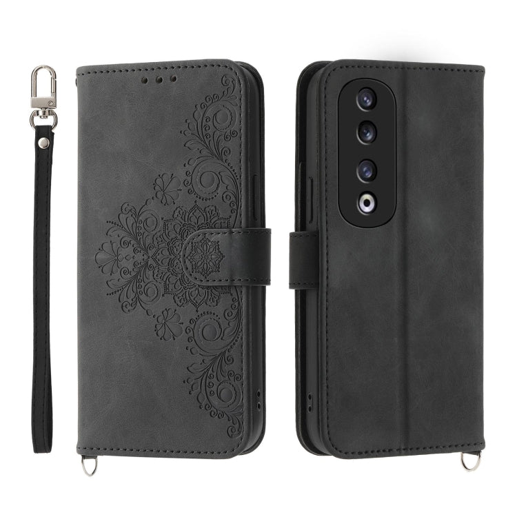 Skin Feel Flowers Embossed Wallet Leather Phone Case, For Honor X9b, For Honor 90 Pro 5G, For Honor 90 5G, For Honor X50i