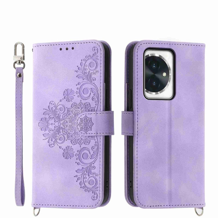 Skin Feel Flowers Embossed Wallet Leather Phone Case, For Honor Magic6 Pro, For Honor X8b, For Honor 100 Pro, For Honor 100