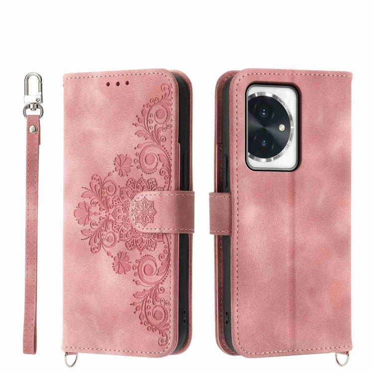 Skin Feel Flowers Embossed Wallet Leather Phone Case, For Honor Magic6 Pro, For Honor X8b, For Honor 100 Pro, For Honor 100