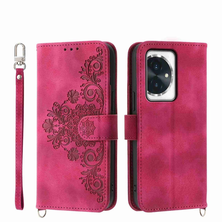 Skin Feel Flowers Embossed Wallet Leather Phone Case, For Honor Magic6 Pro, For Honor X8b, For Honor 100 Pro, For Honor 100