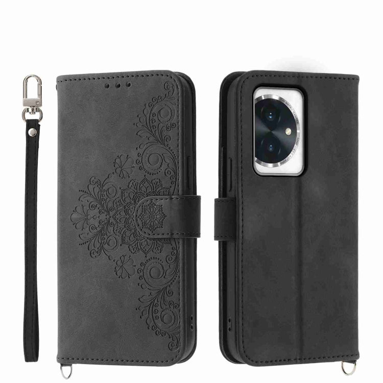 Skin Feel Flowers Embossed Wallet Leather Phone Case, For Honor Magic6 Pro, For Honor X8b, For Honor 100 Pro, For Honor 100