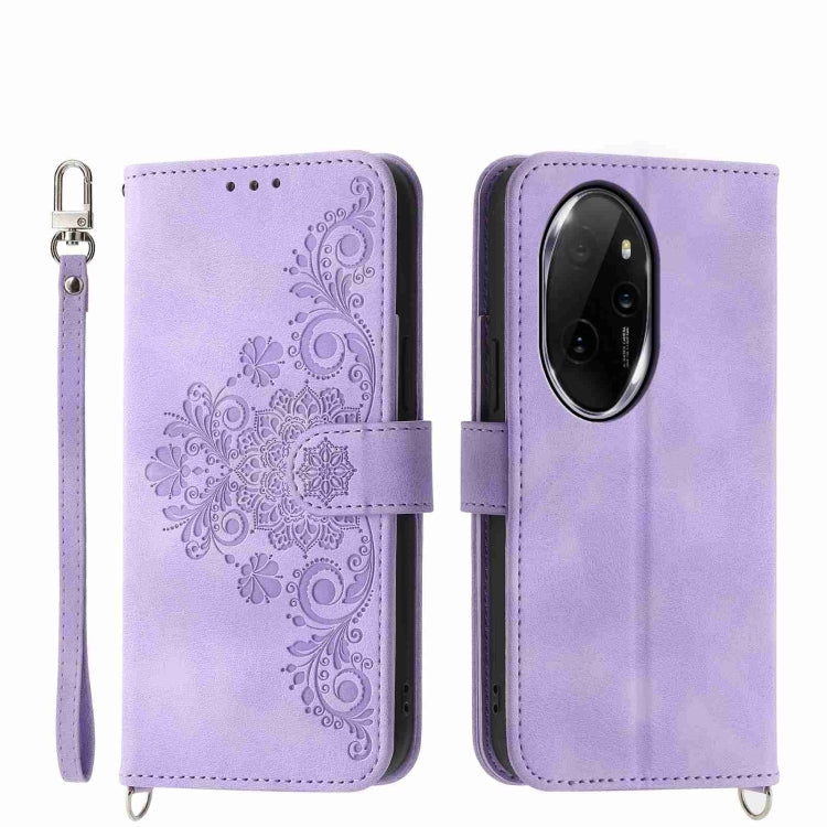 Skin Feel Flowers Embossed Wallet Leather Phone Case, For Honor Magic6 Pro, For Honor X8b, For Honor 100 Pro, For Honor 100