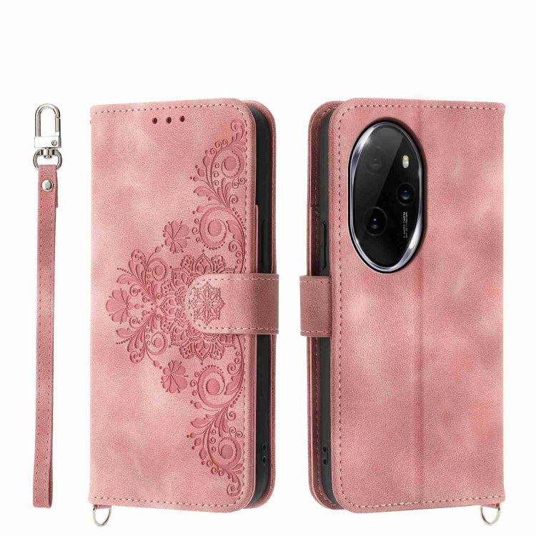 Skin Feel Flowers Embossed Wallet Leather Phone Case, For Honor Magic6 Pro, For Honor X8b, For Honor 100 Pro, For Honor 100