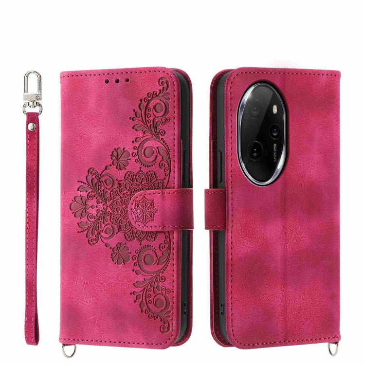 Skin Feel Flowers Embossed Wallet Leather Phone Case, For Honor Magic6 Pro, For Honor X8b, For Honor 100 Pro, For Honor 100