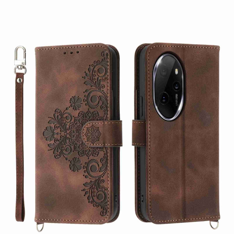 Skin Feel Flowers Embossed Wallet Leather Phone Case, For Honor Magic6 Pro, For Honor X8b, For Honor 100 Pro, For Honor 100