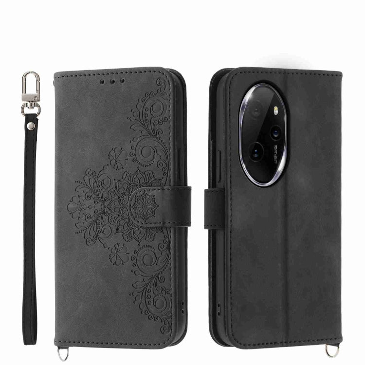 Skin Feel Flowers Embossed Wallet Leather Phone Case, For Honor Magic6 Pro, For Honor X8b, For Honor 100 Pro, For Honor 100