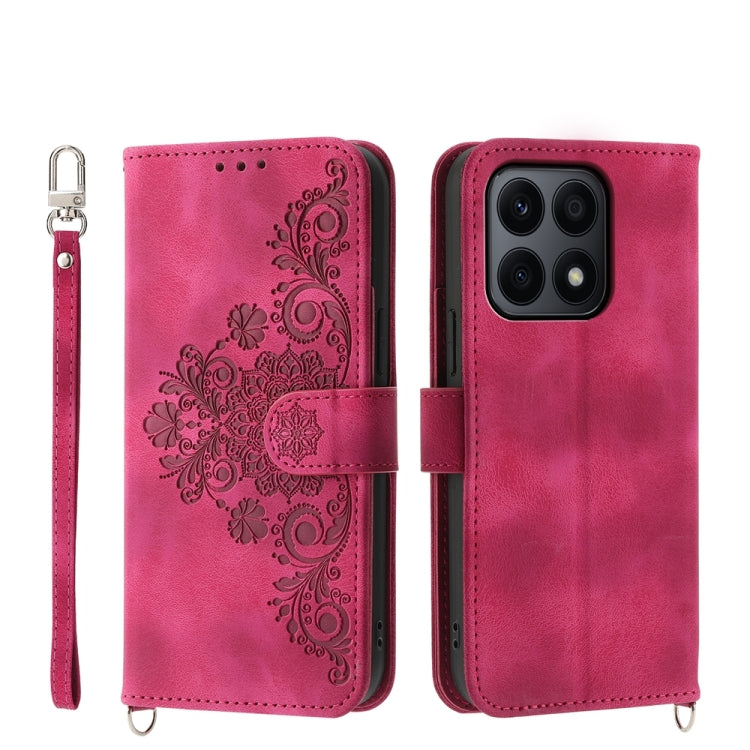 Skin Feel Flowers Embossed Wallet Leather Phone Case, For Honor Magic6 Pro, For Honor X8b, For Honor 100 Pro, For Honor 100
