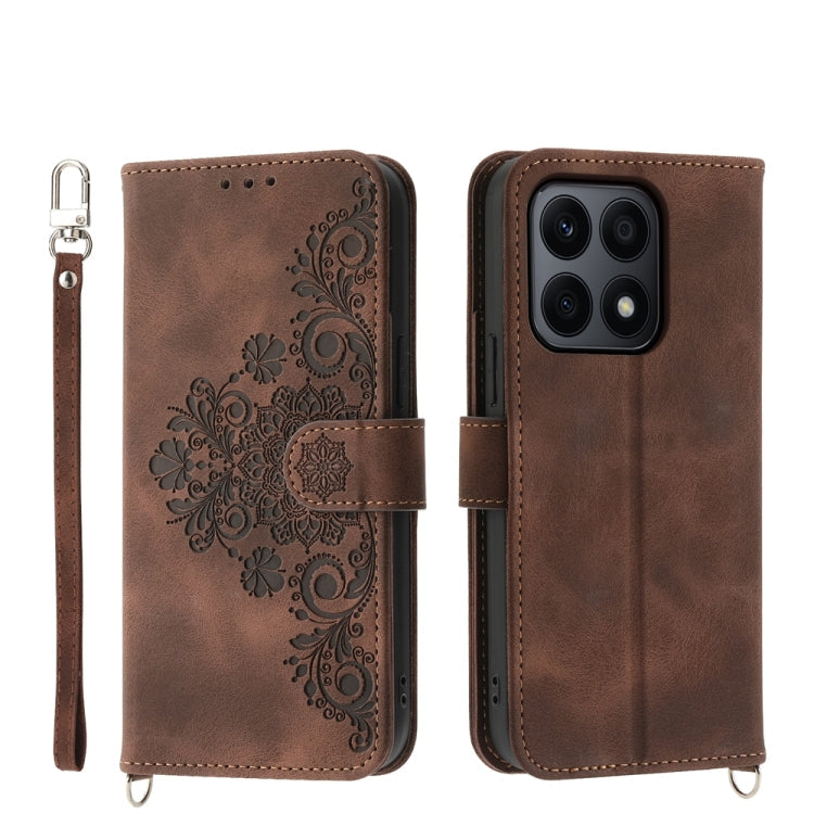 Skin Feel Flowers Embossed Wallet Leather Phone Case, For Honor Magic6 Pro, For Honor X8b, For Honor 100 Pro, For Honor 100