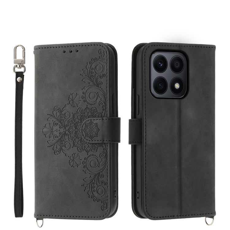Skin Feel Flowers Embossed Wallet Leather Phone Case, For Honor Magic6 Pro, For Honor X8b, For Honor 100 Pro, For Honor 100