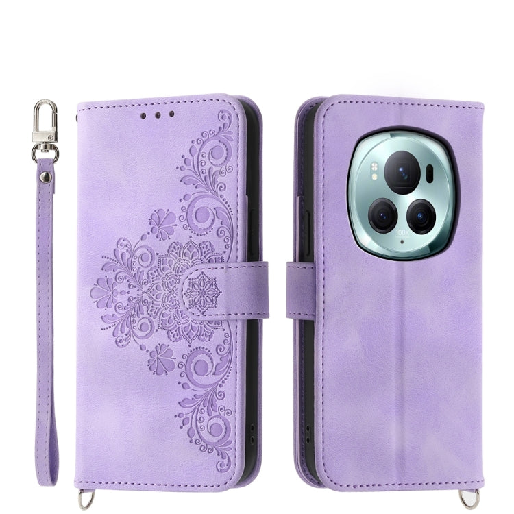 Skin Feel Flowers Embossed Wallet Leather Phone Case, For Honor Magic6 Pro, For Honor X8b, For Honor 100 Pro, For Honor 100