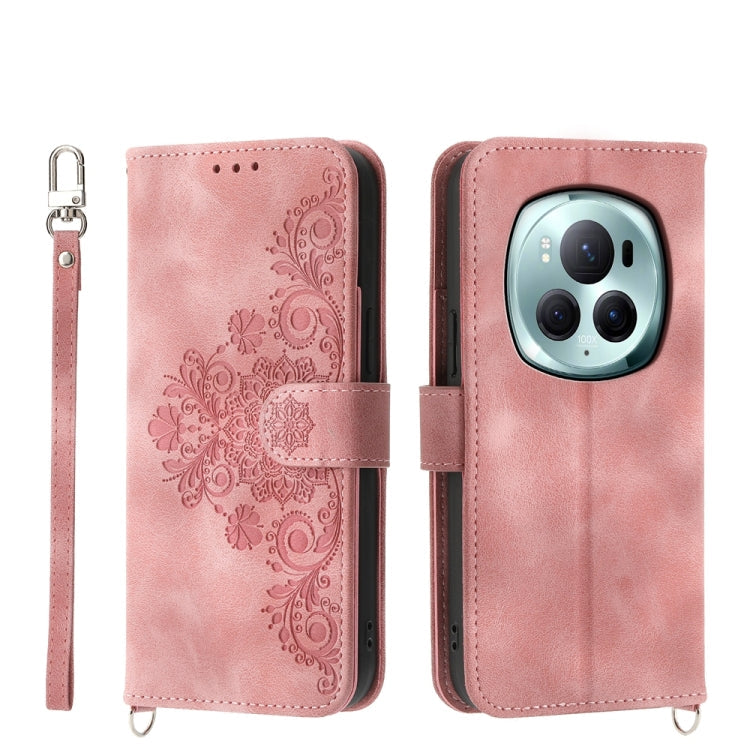 Skin Feel Flowers Embossed Wallet Leather Phone Case, For Honor Magic6 Pro, For Honor X8b, For Honor 100 Pro, For Honor 100