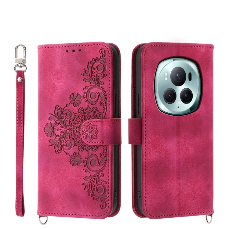Skin Feel Flowers Embossed Wallet Leather Phone Case, For Honor Magic6 Pro, For Honor X8b, For Honor 100 Pro, For Honor 100