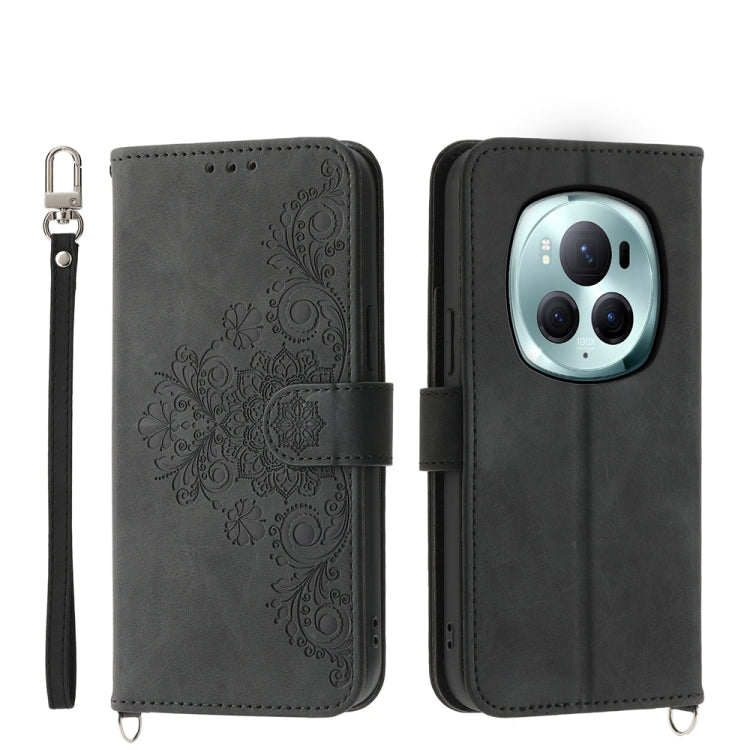 Skin Feel Flowers Embossed Wallet Leather Phone Case, For Honor Magic6 Pro, For Honor X8b, For Honor 100 Pro, For Honor 100