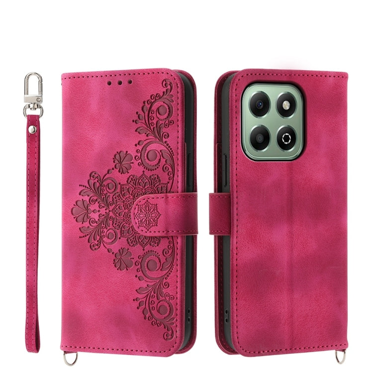 Skin Feel Flowers Embossed Wallet Leather Phone Case, For Honor 300 Pro / 300 Ultra, For Honor X60i, For Honor X6b, For Honor 200 Lite Global