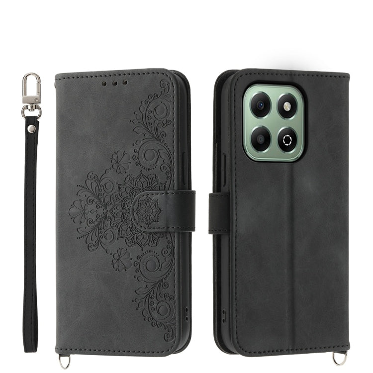 Skin Feel Flowers Embossed Wallet Leather Phone Case, For Honor 300 Pro / 300 Ultra, For Honor X60i, For Honor X6b, For Honor 200 Lite Global