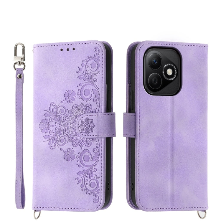 Skin Feel Flowers Embossed Wallet Leather Phone Case, For Honor 300 Pro / 300 Ultra, For Honor X60i, For Honor X6b, For Honor 200 Lite Global