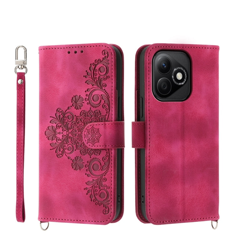 Skin Feel Flowers Embossed Wallet Leather Phone Case, For Honor 300 Pro / 300 Ultra, For Honor X60i, For Honor X6b, For Honor 200 Lite Global