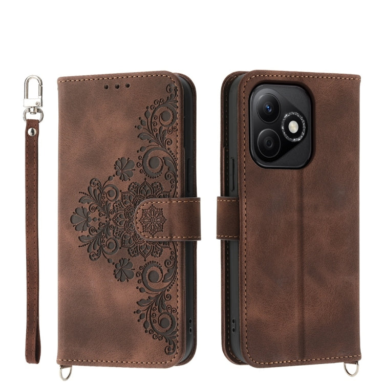 Skin Feel Flowers Embossed Wallet Leather Phone Case, For Honor 300 Pro / 300 Ultra, For Honor X60i, For Honor X6b, For Honor 200 Lite Global