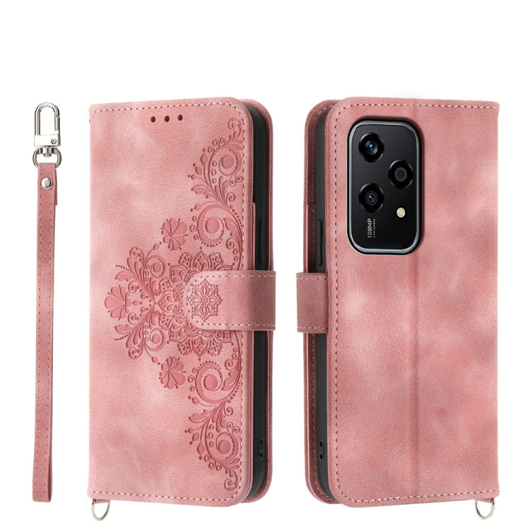 Skin Feel Flowers Embossed Wallet Leather Phone Case, For Honor 300 Pro / 300 Ultra, For Honor X60i, For Honor X6b, For Honor 200 Lite Global