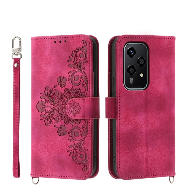 Skin Feel Flowers Embossed Wallet Leather Phone Case, For Honor 300 Pro / 300 Ultra, For Honor X60i, For Honor X6b, For Honor 200 Lite Global