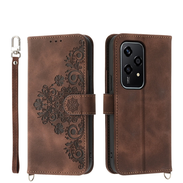 Skin Feel Flowers Embossed Wallet Leather Phone Case, For Honor 300 Pro / 300 Ultra, For Honor X60i, For Honor X6b, For Honor 200 Lite Global
