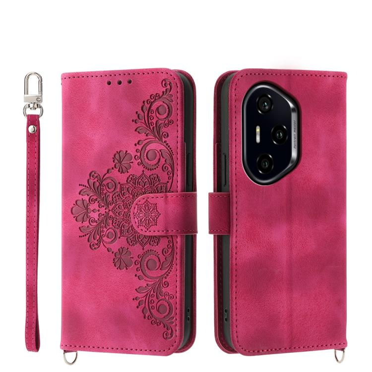 Skin Feel Flowers Embossed Wallet Leather Phone Case, For Honor 300 Pro / 300 Ultra, For Honor X60i, For Honor X6b, For Honor 200 Lite Global