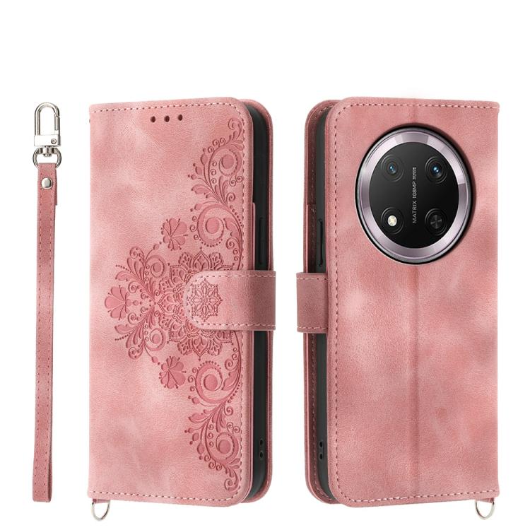 Skin Feel Flowers Embossed Wallet Leather Phone Case, For Honor 400 Lite Global, For Honor 400 Global 156.5mm, For Honor X8c 4G, For Honor X9c Global / Magic7 Lite