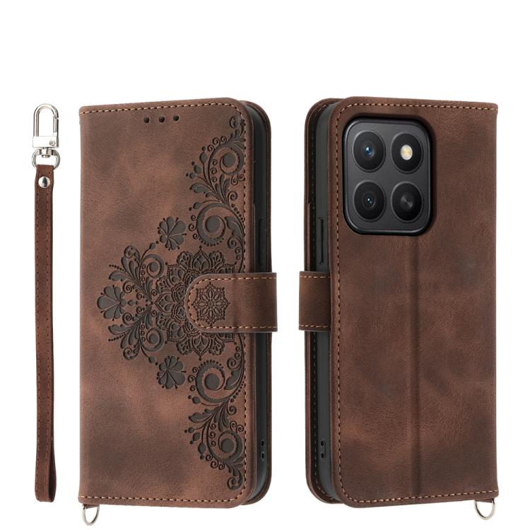 Skin Feel Flowers Embossed Wallet Leather Phone Case, For Honor 400 Lite Global, For Honor 400 Global 156.5mm, For Honor X8c 4G, For Honor X9c Global / Magic7 Lite